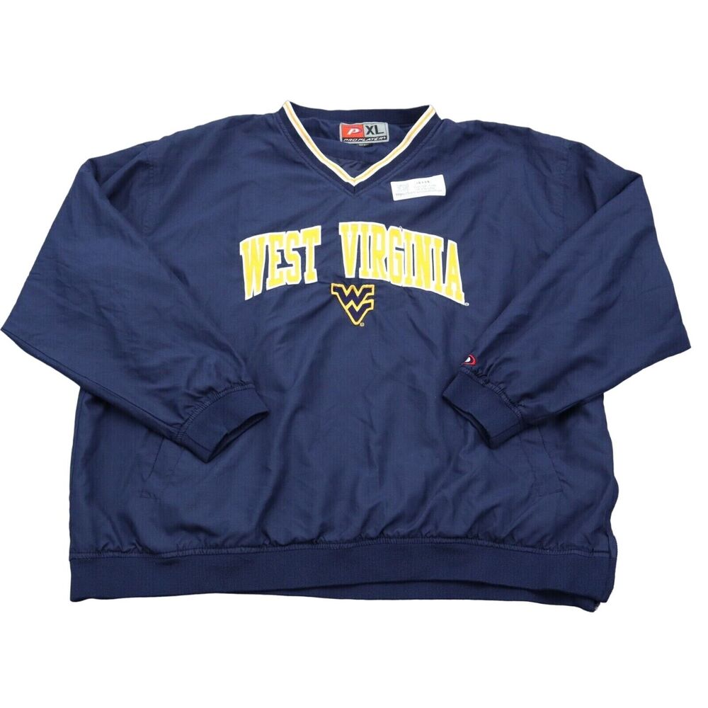 West Virginia Mountaineers Jacket Mens XL Blue Pro Player VNeck Pocket Pullover